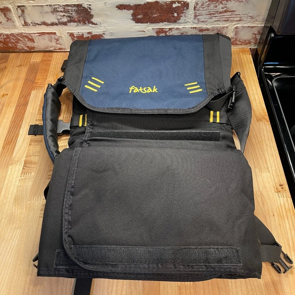 Fatsak Messenger Bag Convertible Utility BIKE Blue Black Canvas Everything Bag